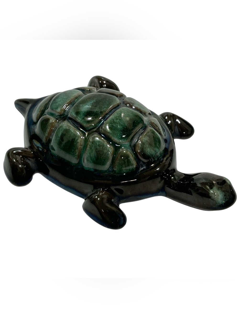 Vintage 1960s Blue Mountain Pottery Teal Turtle Figurine BMP Canada Collectible